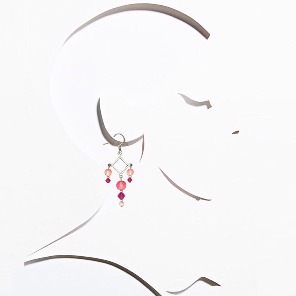 Handmade Faceted Czech Glass/Swarovski Crystals & Silver Chandelier Earrings NEW - Picture 3 of 12
